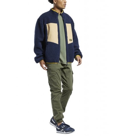 Men's Colorblocked Cord Sherpa-Fleece Jacket Blue $37.10 Jackets