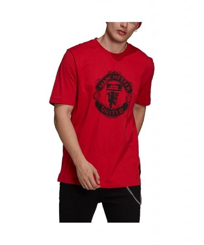 Men's Red Manchester United Club Crest T-shirt $15.60 T-Shirts