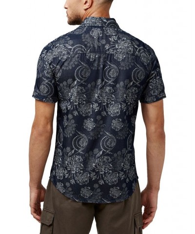 Men's Sidig Floral Slim Fit Shirt Blue $18.25 Shirts