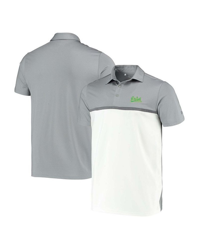 Men's White and Steel Notre Dame Fighting Irish Game Day Performance Polo Shirt $25.52 Polo Shirts