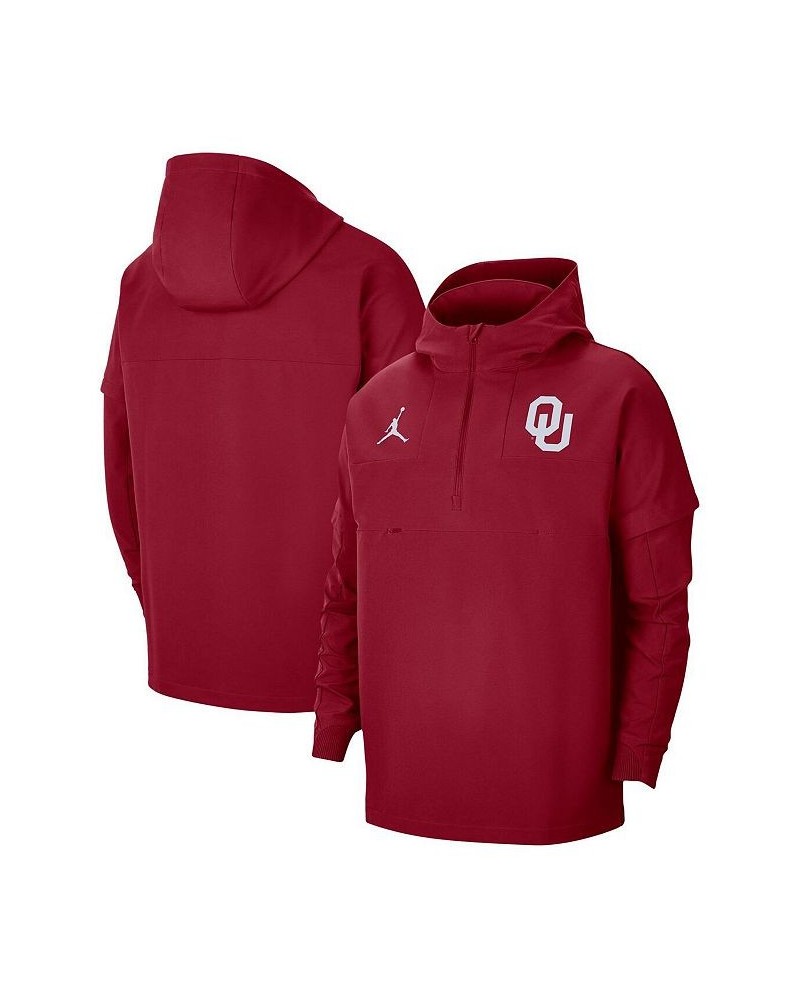 Men's Crimson Oklahoma Sooners Pregame Half-Zip Hoodie $42.70 Sweatshirt