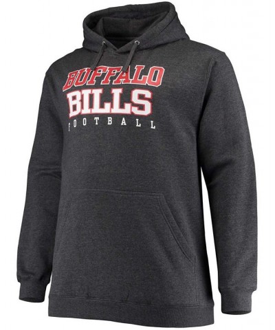 Men's Big and Tall Heathered Charcoal Buffalo Bills Practice Pullover Hoodie $29.76 Sweatshirt