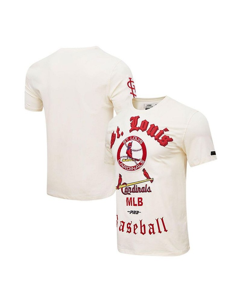 Men's Cream St. Louis Cardinals Cooperstown Collection Old English T-Shirt $33.00 T-Shirts