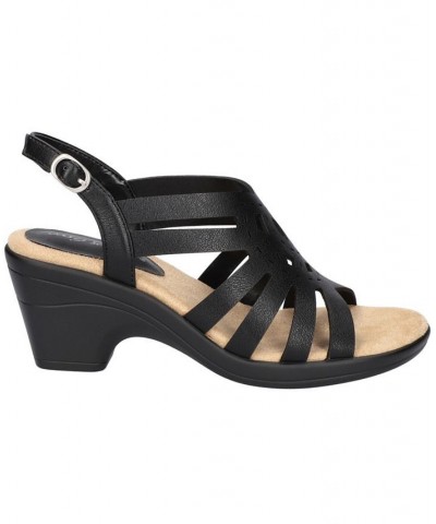 Women's Jira Heeled Round Toe Sandals Black $33.60 Shoes