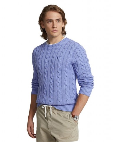 Men's Cable-Knit Cotton Sweater Lafayette Blue $74.00 Sweaters