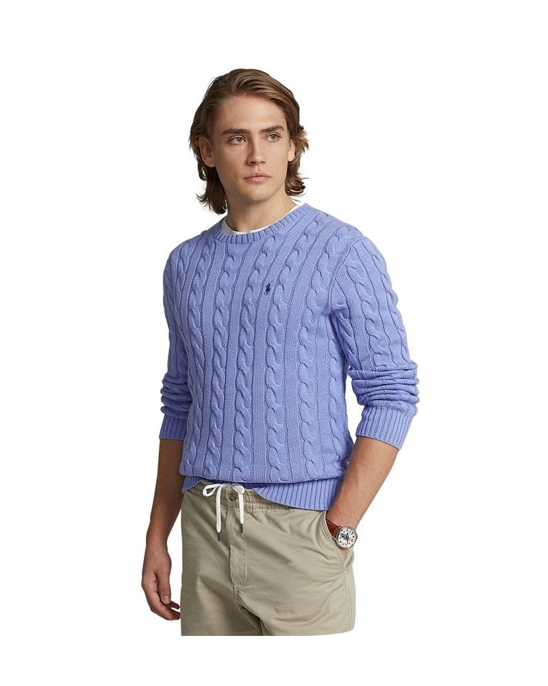 Men's Cable-Knit Cotton Sweater Lafayette Blue $74.00 Sweaters