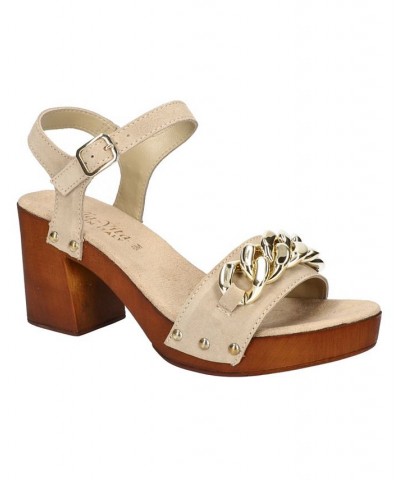 Women's Van-Italy Heeled Sandals Tan/Beige $51.25 Shoes