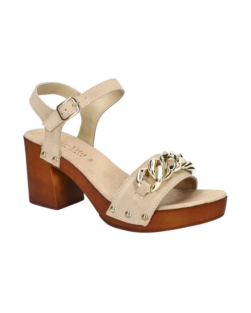 Women's Van-Italy Heeled Sandals Tan/Beige $51.25 Shoes