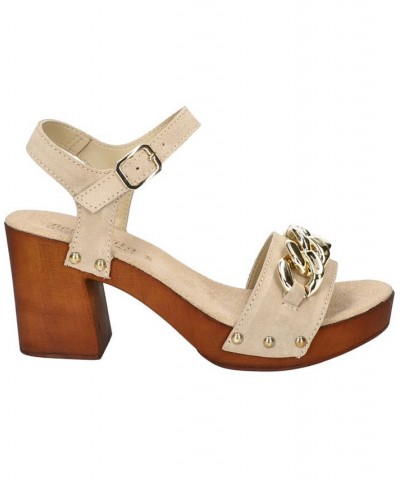 Women's Van-Italy Heeled Sandals Tan/Beige $51.25 Shoes