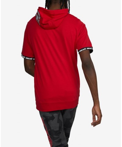 Men's Big and Tall Short Sleeve Bam Bam Hoodie Red $27.26 Sweatshirt