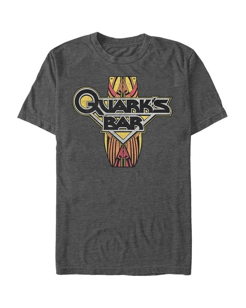 Star Trek Men's Deep Space Nine Quarks Bar Logo Short Sleeve T-Shirt Gray $16.80 T-Shirts