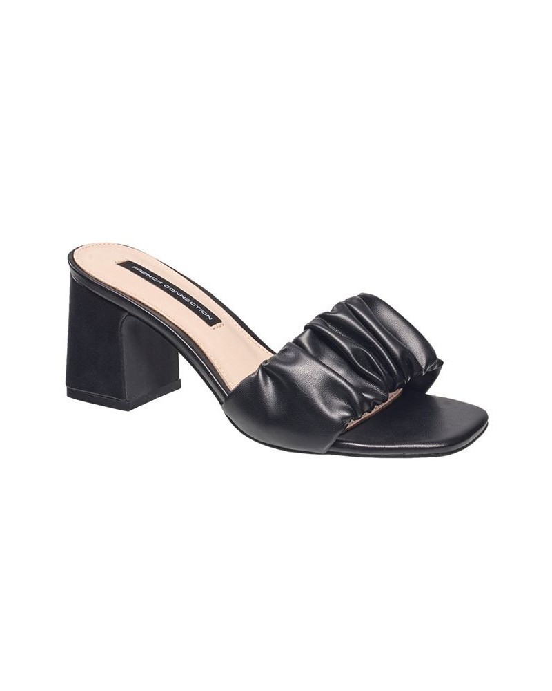 Women's Block Heel Slide Sandals Black $51.94 Shoes