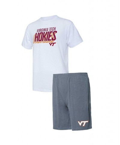 Men's Charcoal, White Virginia Tech Hokies Downfield T-shirt and Shorts Set $26.65 Pajama