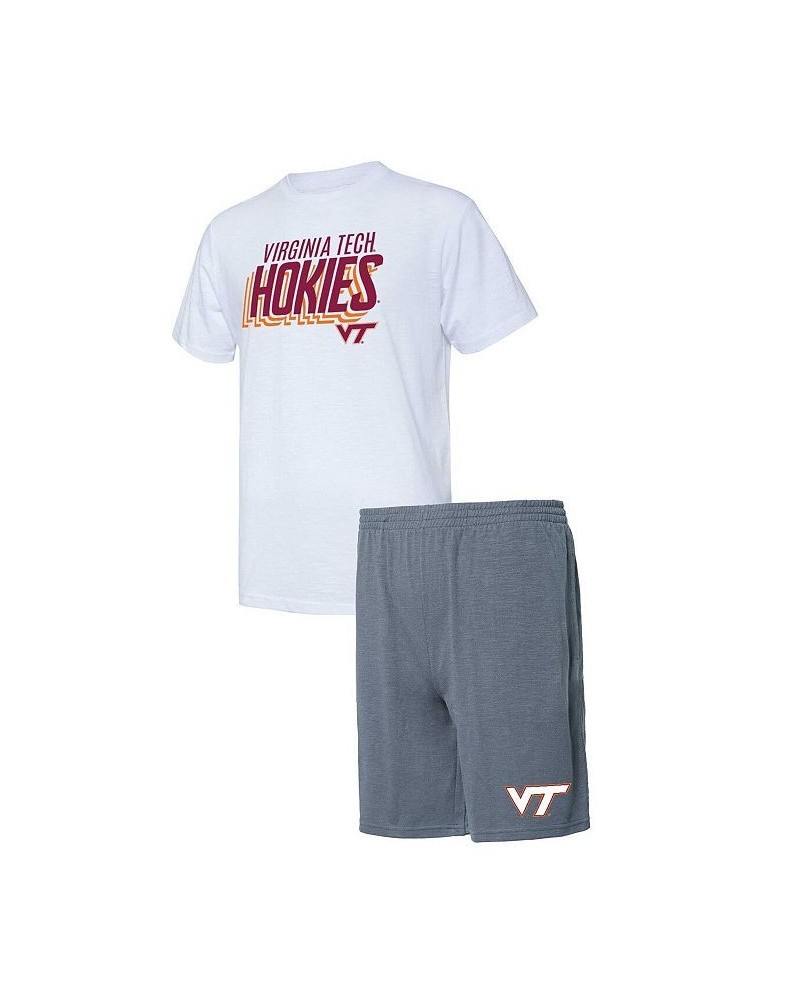 Men's Charcoal, White Virginia Tech Hokies Downfield T-shirt and Shorts Set $26.65 Pajama