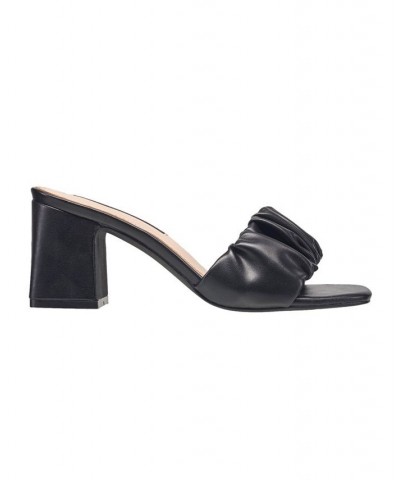 Women's Block Heel Slide Sandals Black $51.94 Shoes