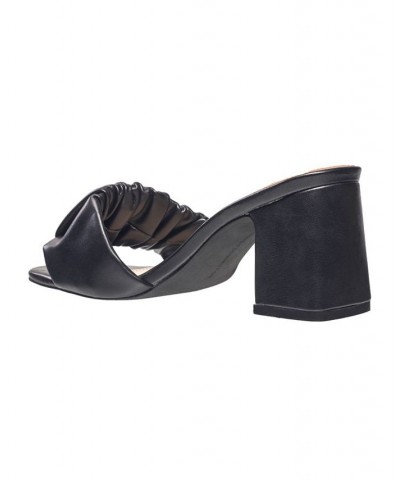 Women's Block Heel Slide Sandals Black $51.94 Shoes