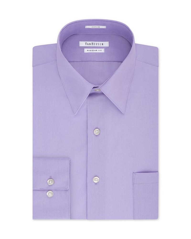 Men's Classic-Fit Point Collar Poplin Dress Shirt Lavender $14.51 Dress Shirts