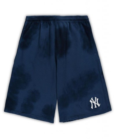 Men's Navy New York Yankees Big and Tall Tie Dye Fleece Shorts $27.00 Shorts