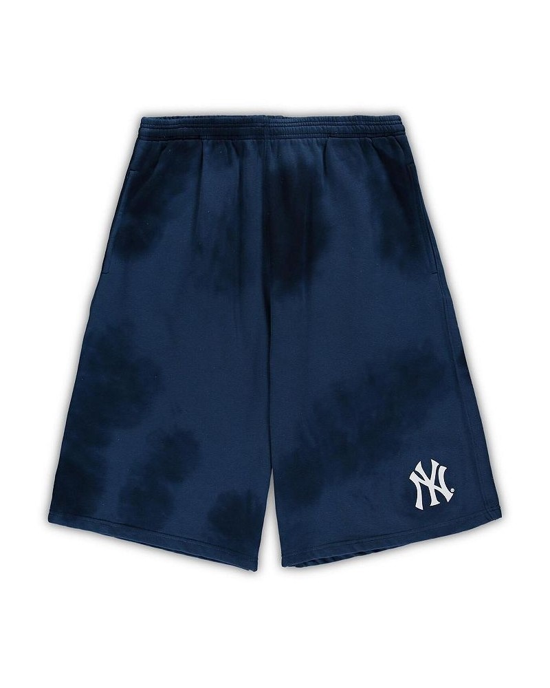 Men's Navy New York Yankees Big and Tall Tie Dye Fleece Shorts $27.00 Shorts