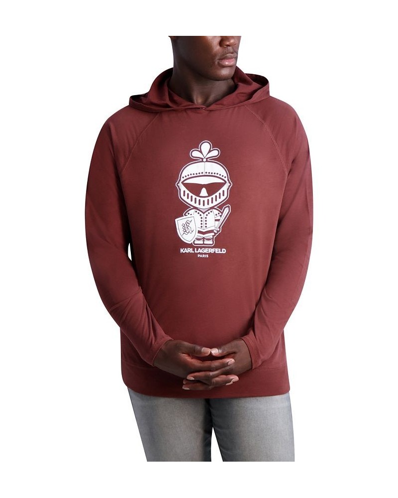 Men's Armored Karl Logo Long Sleeve Raglan Hoodie Brown $40.33 Sweatshirt