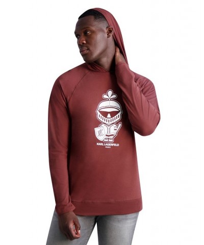 Men's Armored Karl Logo Long Sleeve Raglan Hoodie Brown $40.33 Sweatshirt