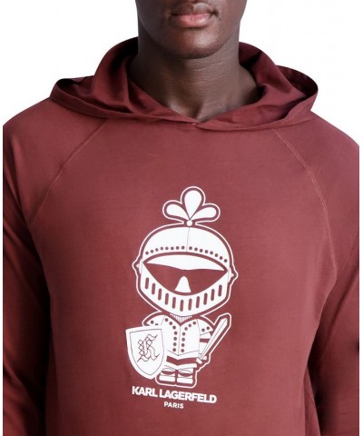 Men's Armored Karl Logo Long Sleeve Raglan Hoodie Brown $40.33 Sweatshirt