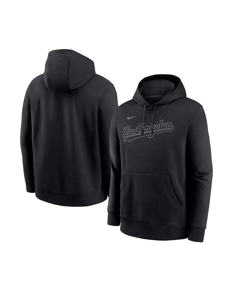 Men's Los Angeles Dodgers Pitch Black Wordmark Club Fleece Pullover Hoodie $37.40 Sweatshirt