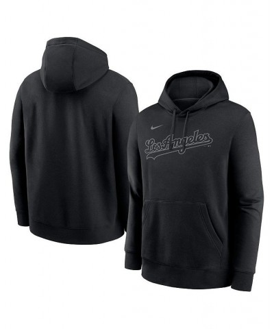 Men's Los Angeles Dodgers Pitch Black Wordmark Club Fleece Pullover Hoodie $37.40 Sweatshirt