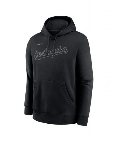 Men's Los Angeles Dodgers Pitch Black Wordmark Club Fleece Pullover Hoodie $37.40 Sweatshirt