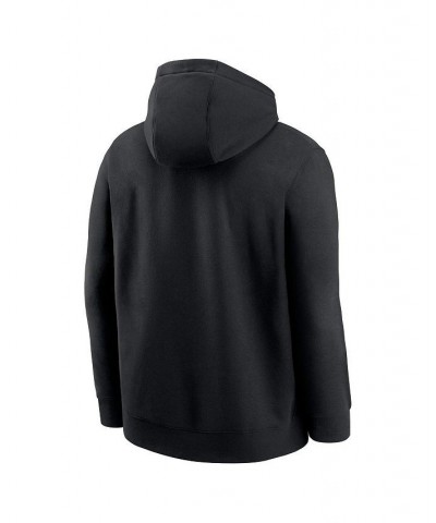 Men's Los Angeles Dodgers Pitch Black Wordmark Club Fleece Pullover Hoodie $37.40 Sweatshirt