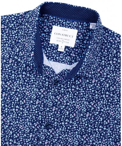 Men's Slim-Fit Floral Performance Dress Shirt Blue $14.85 Dress Shirts