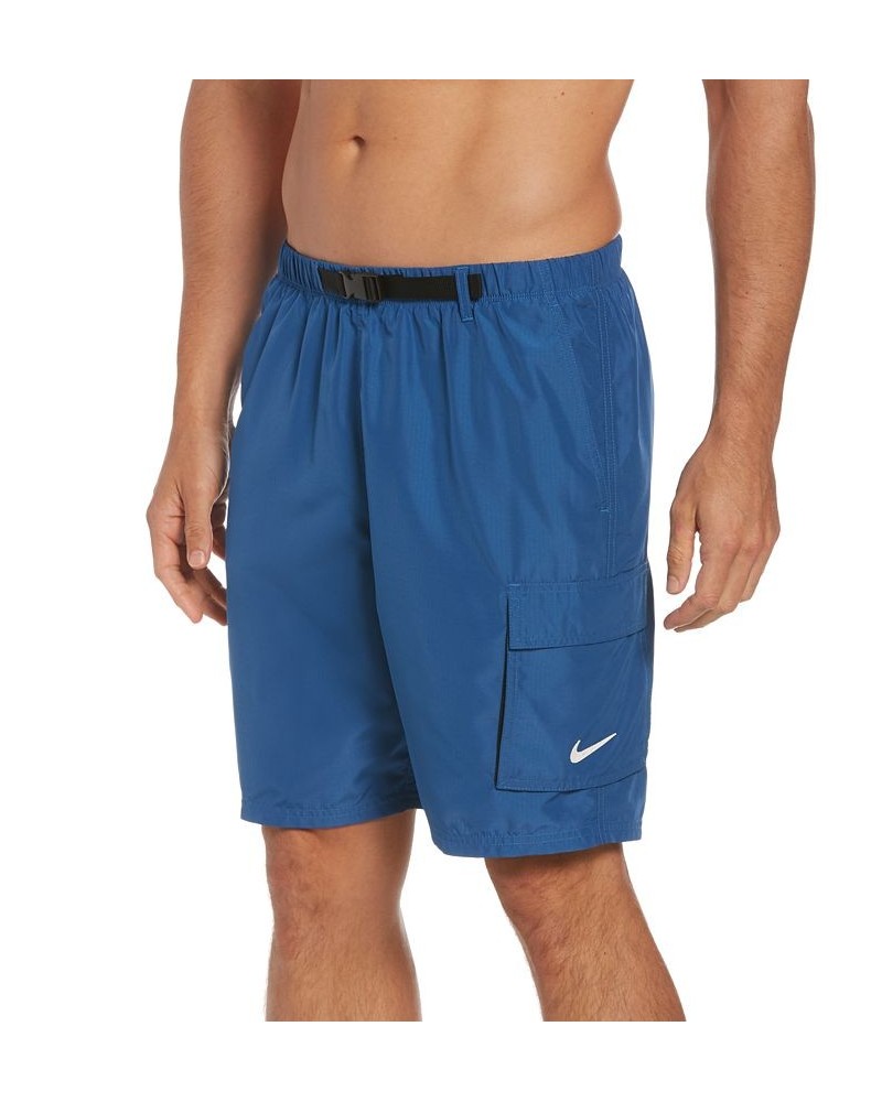 Men's Swim Belted Packable Volley Shorts Blue $29.58 Swimsuits