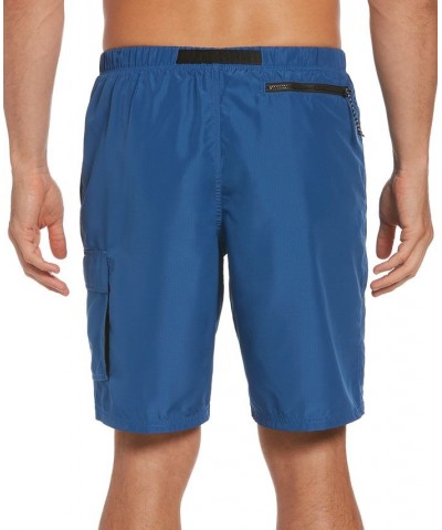 Men's Swim Belted Packable Volley Shorts Blue $29.58 Swimsuits