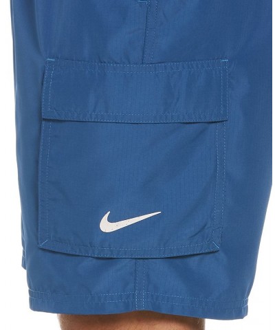 Men's Swim Belted Packable Volley Shorts Blue $29.58 Swimsuits