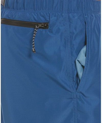 Men's Swim Belted Packable Volley Shorts Blue $29.58 Swimsuits