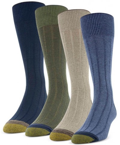 Men's 4-Pack Casual Rib Crew Socks Denim, Khaki Marl, Olive, Blue Night $8.84 Socks