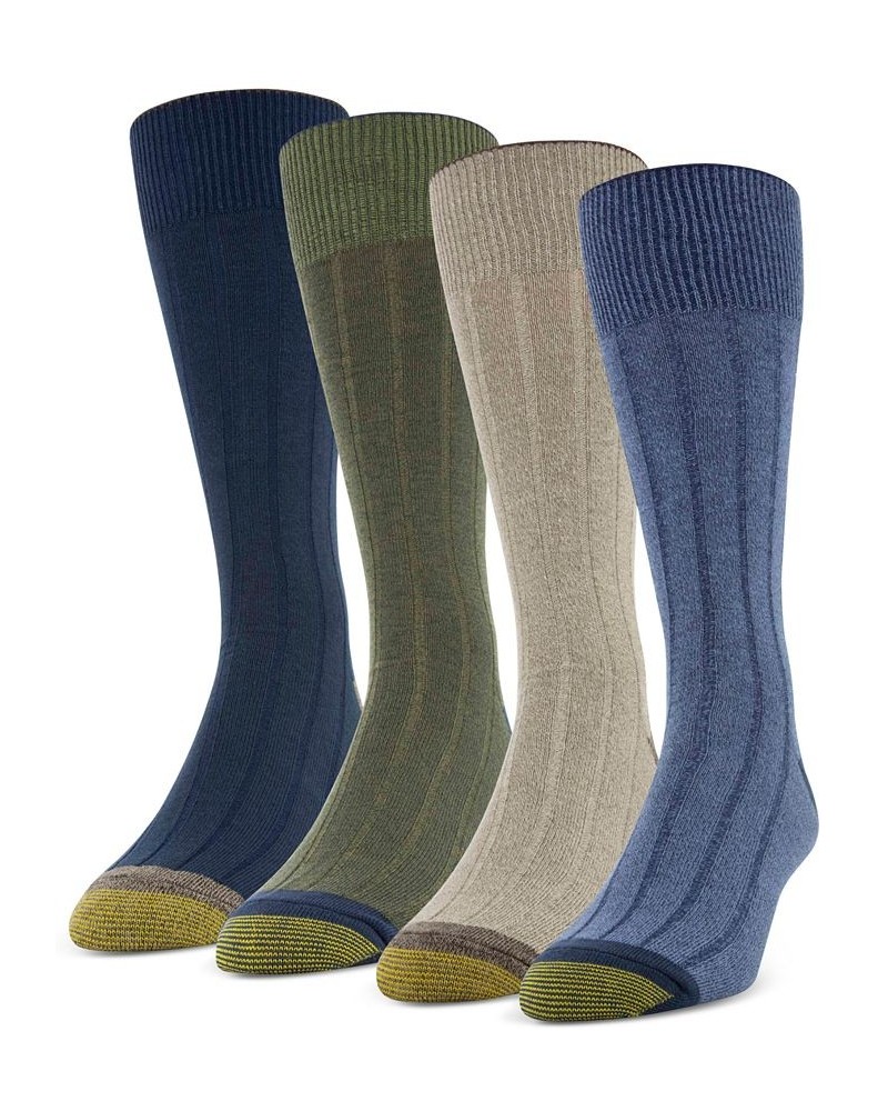 Men's 4-Pack Casual Rib Crew Socks Denim, Khaki Marl, Olive, Blue Night $8.84 Socks