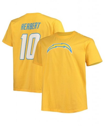 Men's Branded Justin Herbert Gold Los Angeles Chargers Big and Tall Player Name and Number T-shirt $22.54 T-Shirts