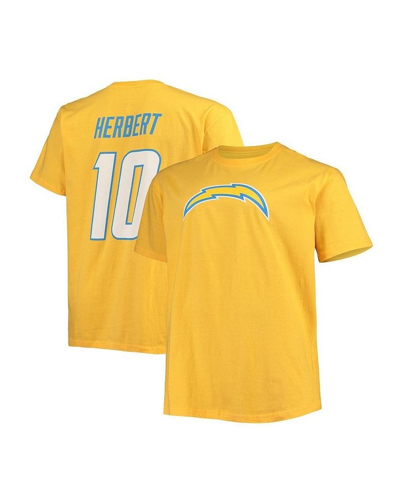 Men's Branded Justin Herbert Gold Los Angeles Chargers Big and Tall Player Name and Number T-shirt $22.54 T-Shirts