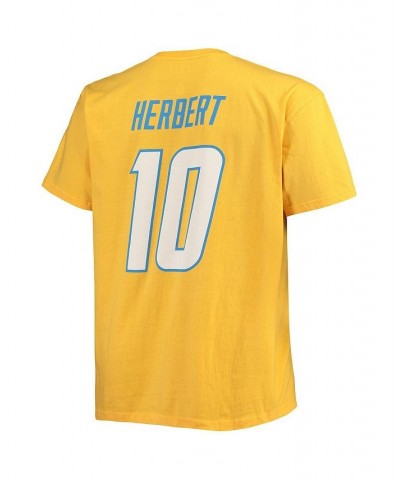 Men's Branded Justin Herbert Gold Los Angeles Chargers Big and Tall Player Name and Number T-shirt $22.54 T-Shirts