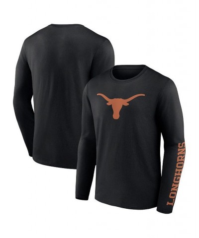 Men's Branded Black Texas Longhorns Double Time 2-Hit Long Sleeve T-shirt $25.64 T-Shirts