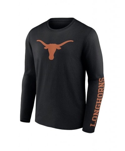 Men's Branded Black Texas Longhorns Double Time 2-Hit Long Sleeve T-shirt $25.64 T-Shirts