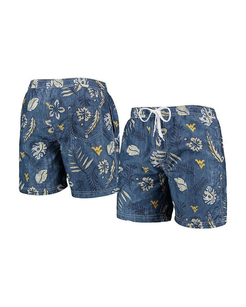 Men's Navy West Virginia Mountaineers Vintage-Like Floral Swim Trunks $28.70 Swimsuits