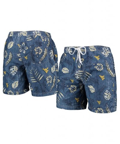 Men's Navy West Virginia Mountaineers Vintage-Like Floral Swim Trunks $28.70 Swimsuits