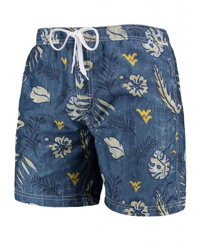 Men's Navy West Virginia Mountaineers Vintage-Like Floral Swim Trunks $28.70 Swimsuits