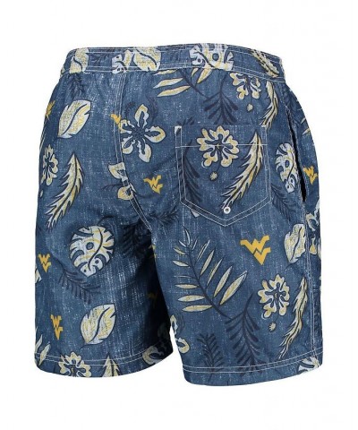 Men's Navy West Virginia Mountaineers Vintage-Like Floral Swim Trunks $28.70 Swimsuits