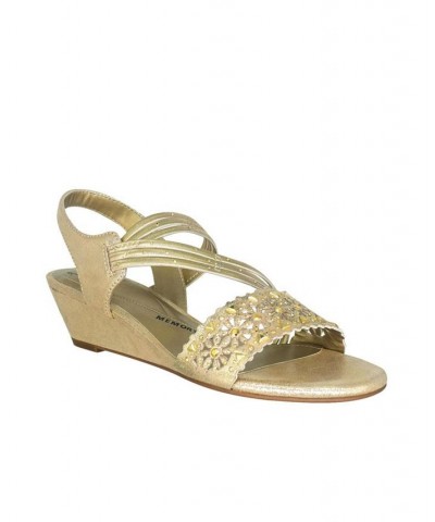 Women's Gatrina Memory Foam Stretch Wedge Sandal Yellow $36.00 Shoes