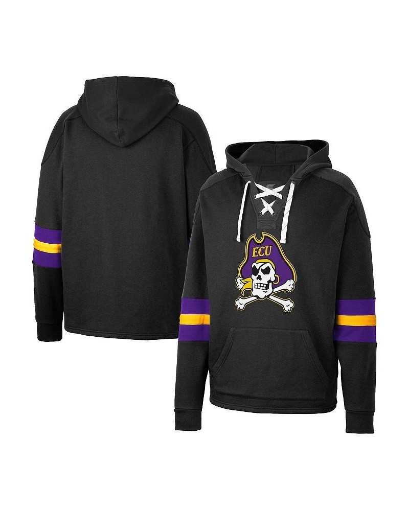 Men's Black ECU Pirates Lace-Up 4.0 Pullover Hoodie $41.24 Sweatshirt