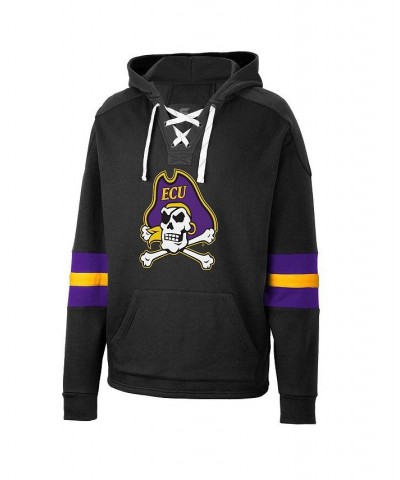 Men's Black ECU Pirates Lace-Up 4.0 Pullover Hoodie $41.24 Sweatshirt