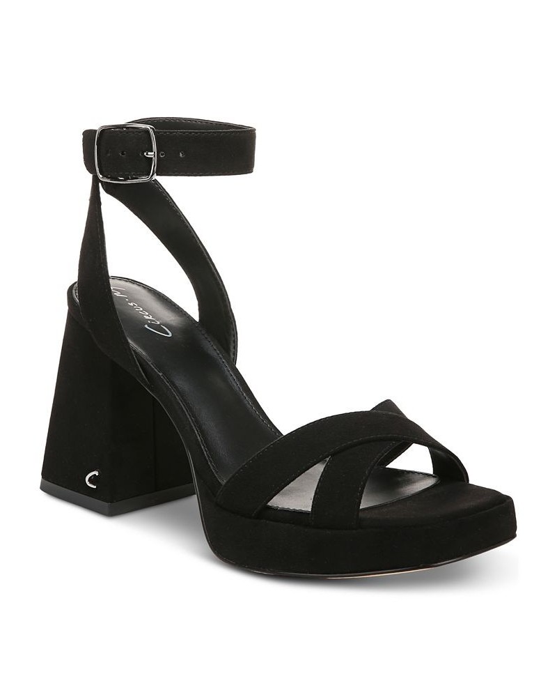 Kaitlyn Ankle-Strap Flare-Heel Platform Sandals PD01 $41.58 Shoes